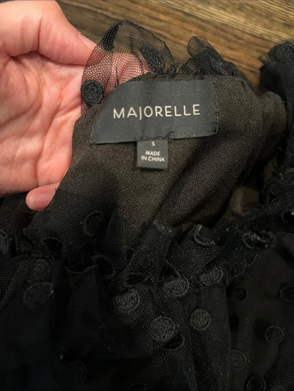 MAJORELLE Black Polka-Dot Sheer Blouse - Picture 2 of 5